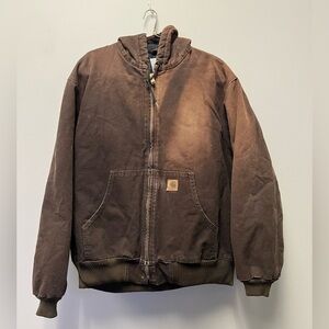 Carhartt J130 DKB Quilt-Lined Duck Canvas Full Zip Active Jacket—XL Distressed